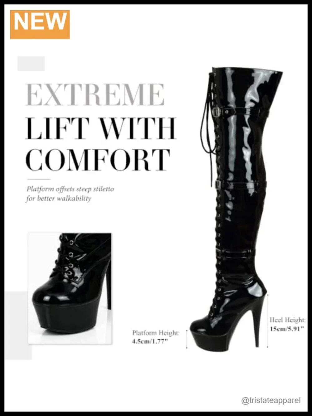 Over the Knee Thigh High Heel Platform Boots, Lace Up, Stiletto